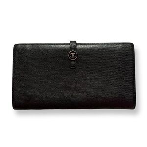 Chanel Large Black Caviar Leather Long Wallet